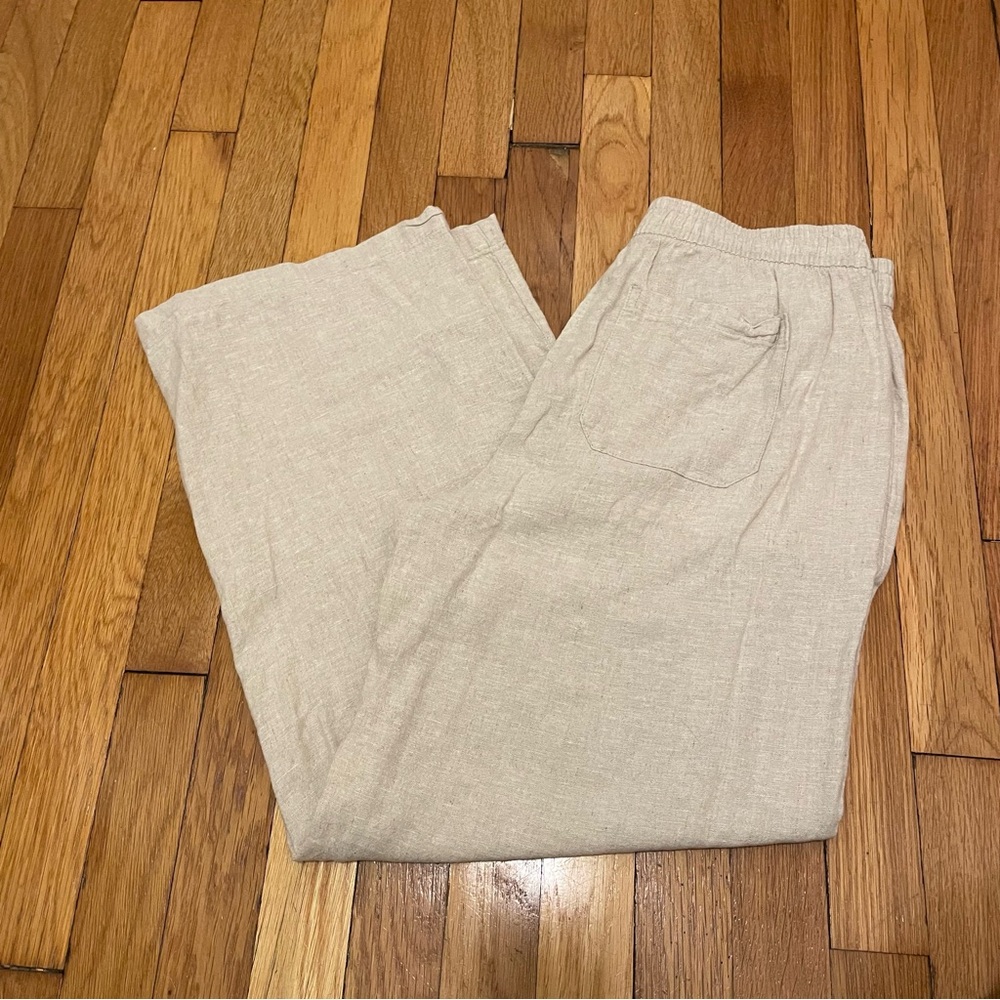 GAP linen wide leg cropped pants beige size small